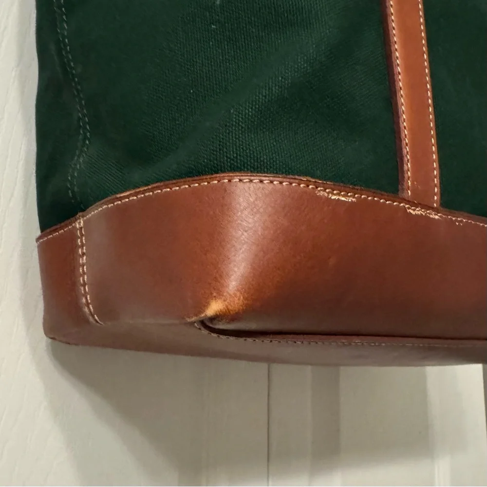 Polo by Ralph Lauren Green Canvas Tote with Brown Leather Trim - Picture 6 of 11